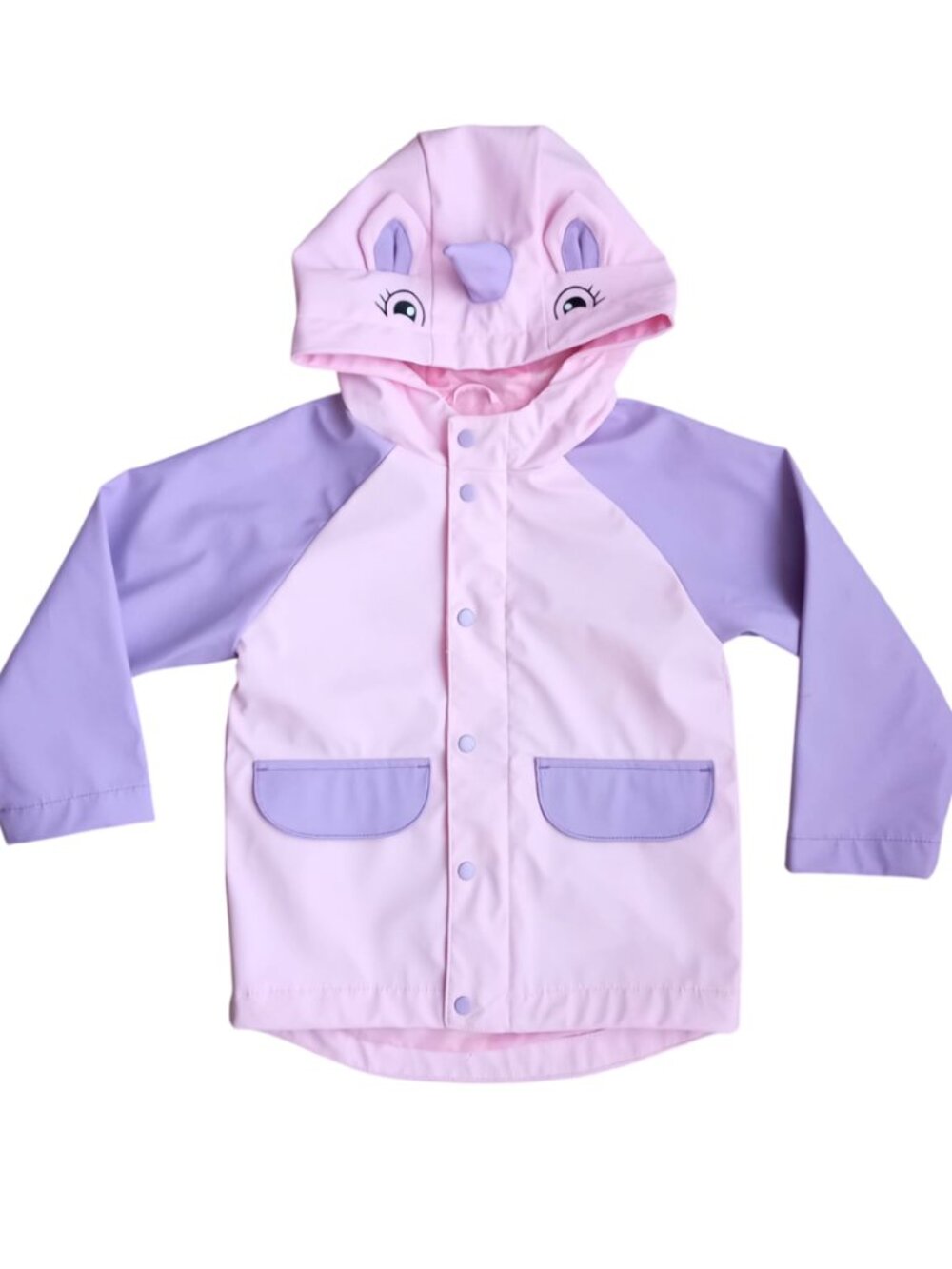 Old Navy Girls Pink Purple Rain Jacket - Water-Resistant Hooded Raincoat, Size 4